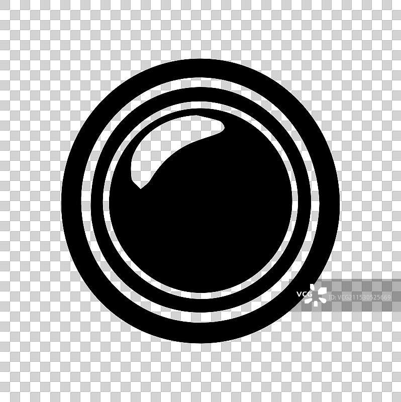 白色背景上的相机镜头剪影图片素材