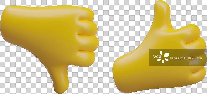 3D手势展示赞成和反对的竖起大拇指和竖下大拇指图片素材