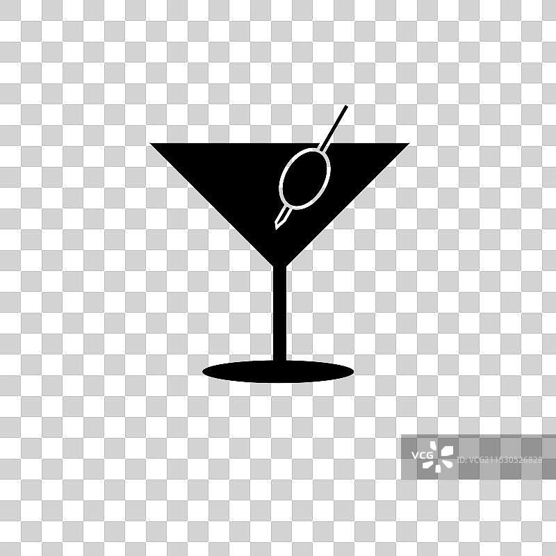 马提尼鸡尾酒饮料固体扁平图标图片素材