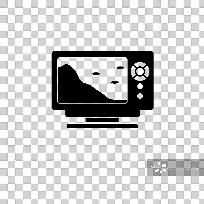 声呐回声探测器捕鱼实心扁平图标图片素材