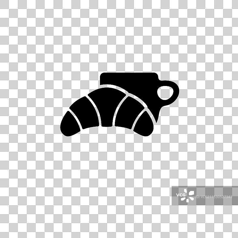 早餐热咖啡和可颂面包平铺在桌上图片素材