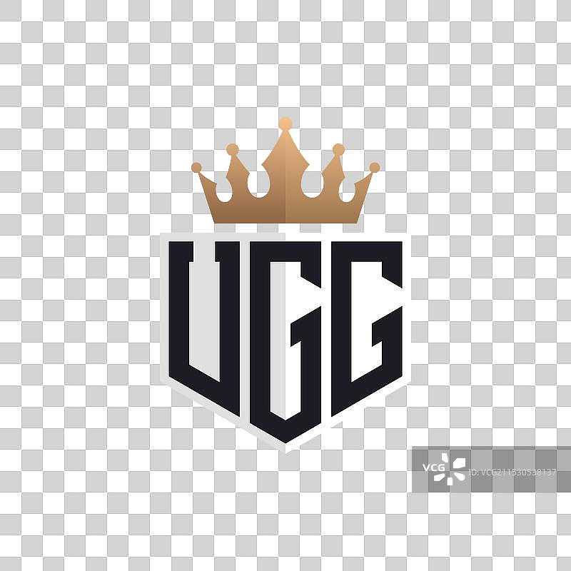 奢华的UGG标志，带有皇冠和优雅的UGG首字母图片素材