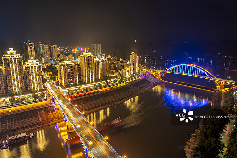 梧州河东夜景航拍图片素材