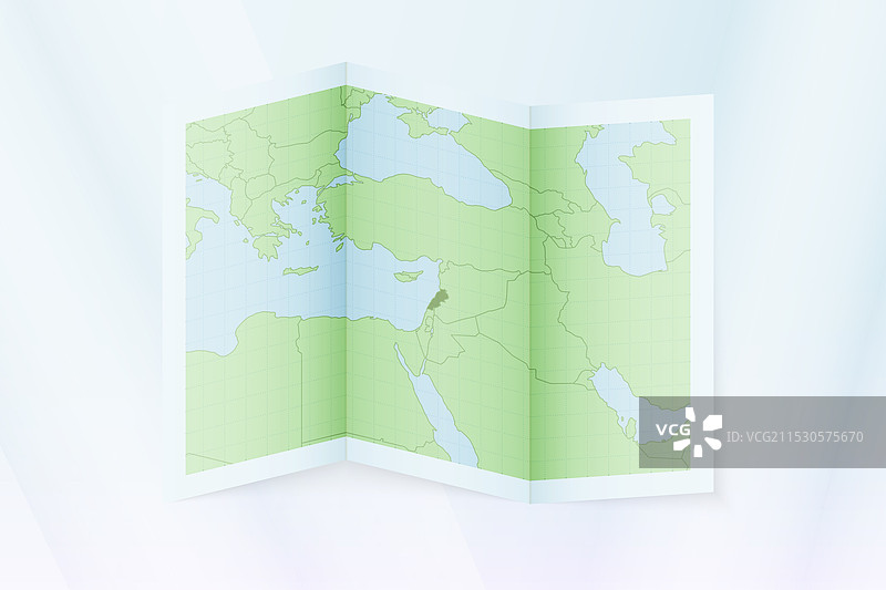 折叠的黎巴嫩地图纸与黎巴嫩地图图片素材