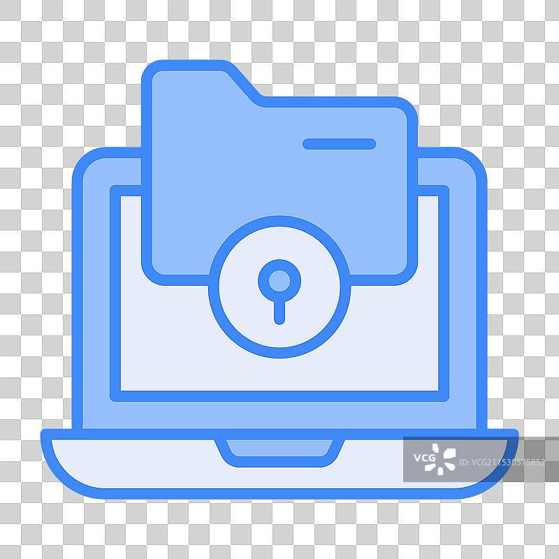 笔记本电脑上的一个锁定文件夹，数据概念图片素材