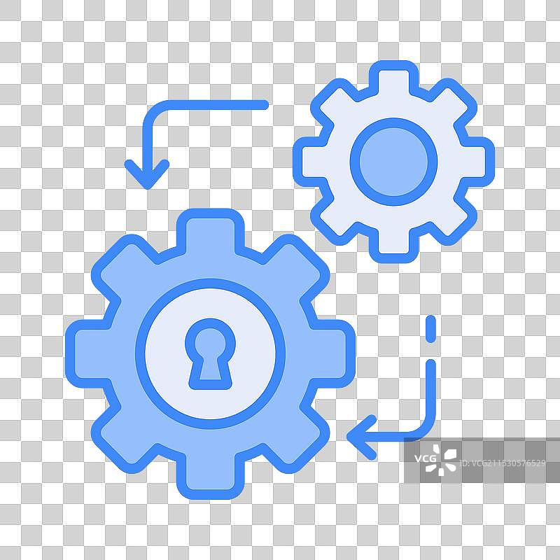 安全管理图标，带齿轮和锁定设置图片素材