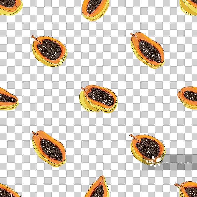 木瓜无缝图案水果彩色背景图片素材