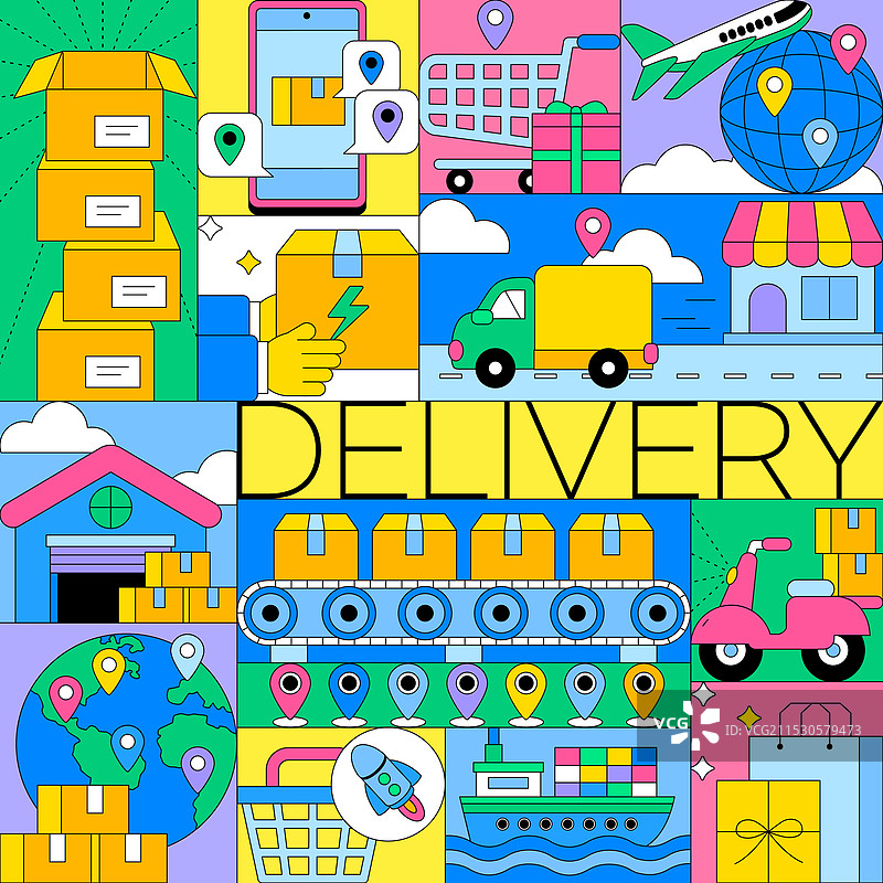 插图，形状，矢量，快递，送货，海外运输图片素材