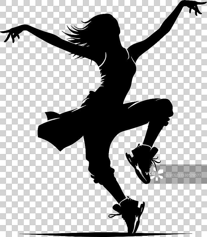 一个跳着嘻哈舞的人影图片素材