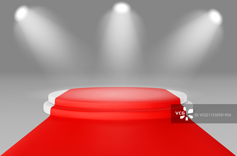 带红地毯和聚光灯的阶梯产品展示台图片素材