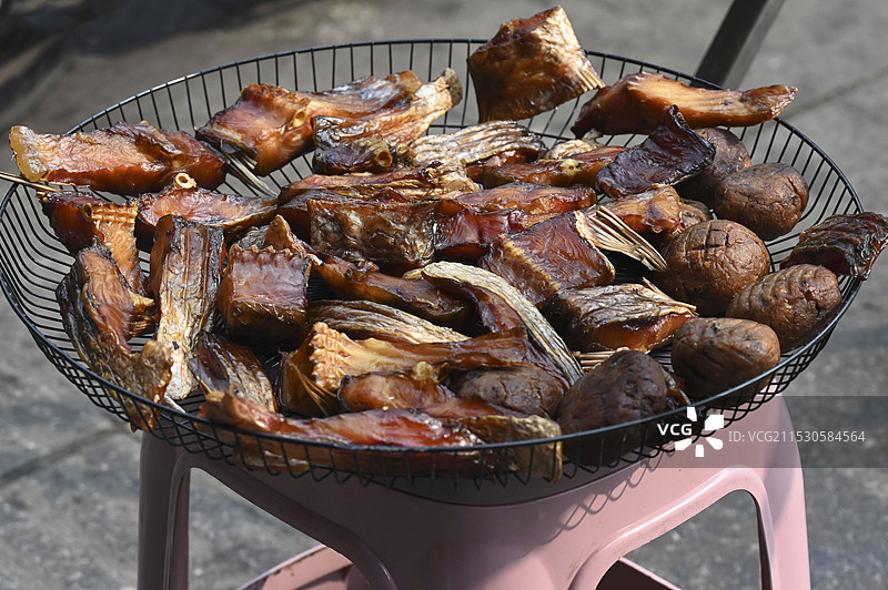 湖南当地特色小吃美食特产腊肉熏肉静物特写图片素材