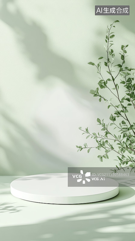 【AI数字艺术】绿色室内电商背景图片素材