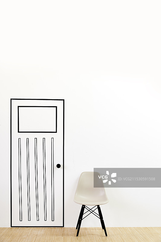 用胶带制作的门和椅子图片素材