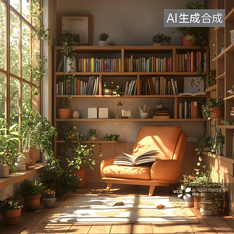 【AI数字艺术】温馨简洁原木风室内居家场景图片素材