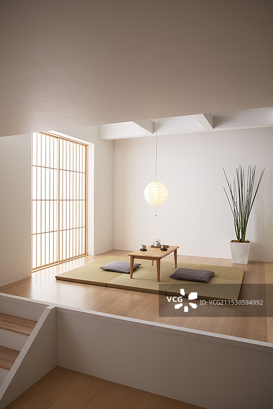 简单的日式房间在台阶上图片素材