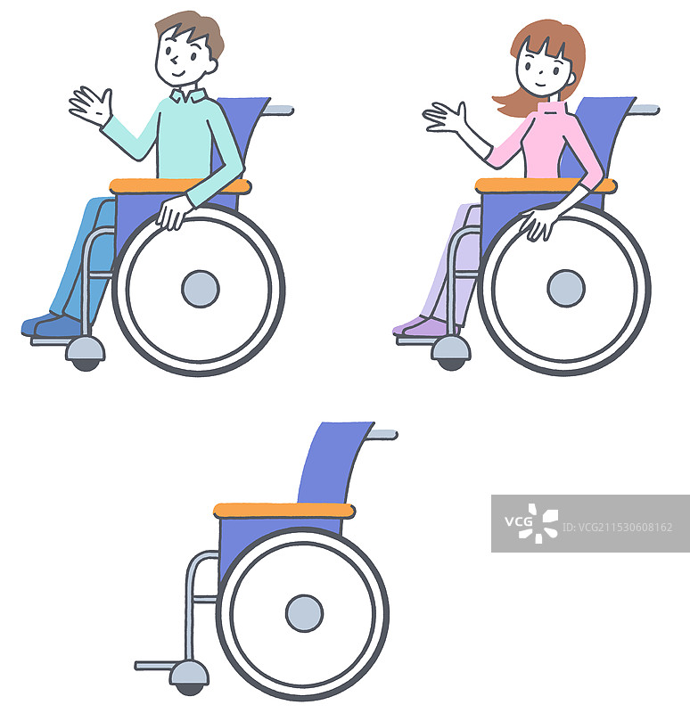 坐在轮椅上的男女图片素材