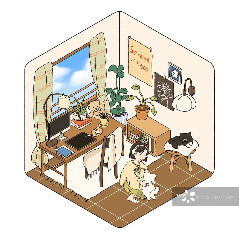 房间，光束，生活方式，自由职业，工作室，宠物，桌子图片素材