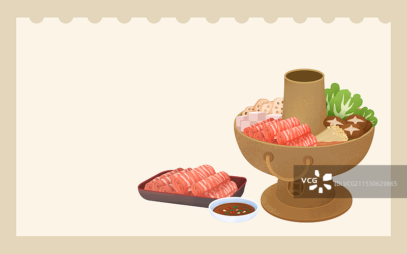 中国美食之铜锅涮插画图片素材