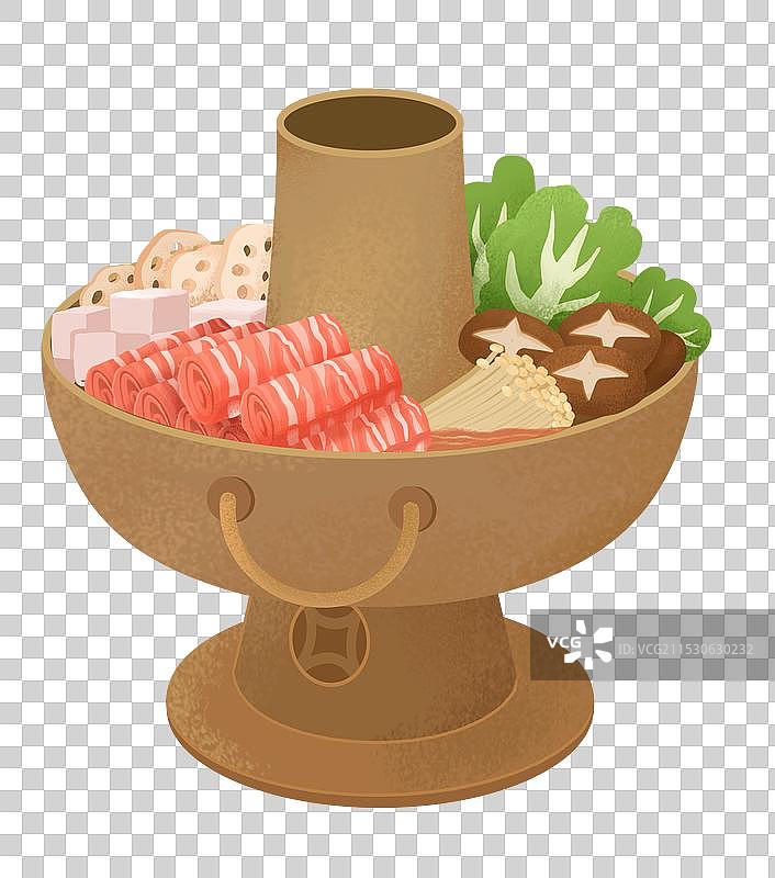 中国美食之铜锅涮插画元素图片素材
