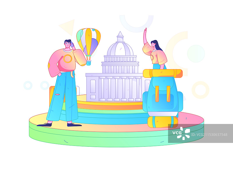 节假日旅游出行人物互联网背景矢量手绘插画图片素材