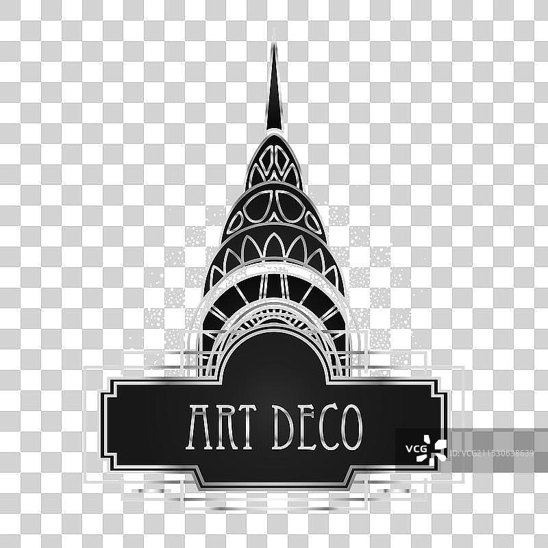 黑色背景上的装饰艺术复古银色设计元素图片素材