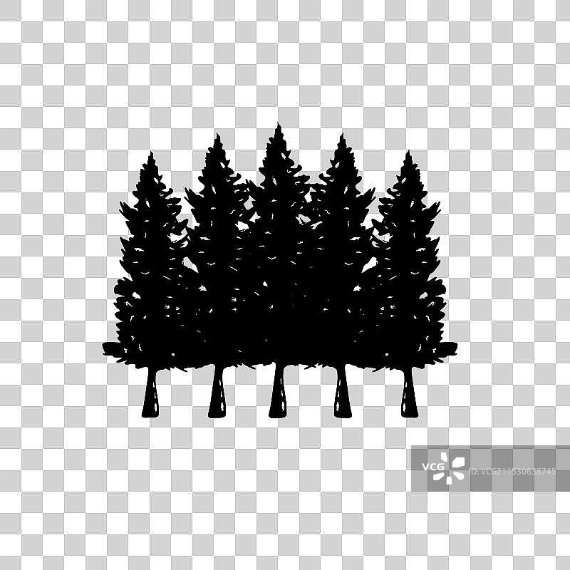 手绘复古风格的户外松树图片素材