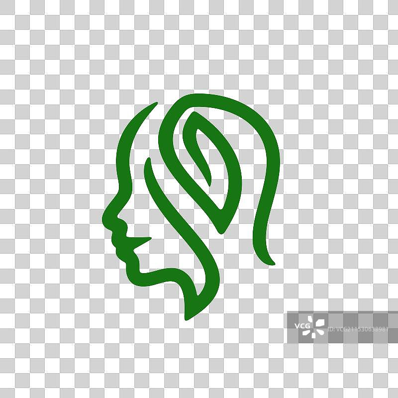 带有叶子的自然空气人头标志图片素材