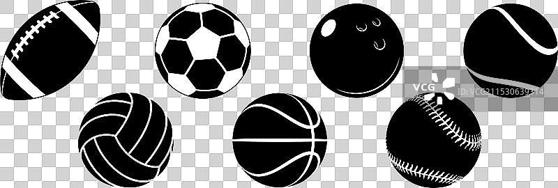各种风格化的黑色运动球轮廓图片素材