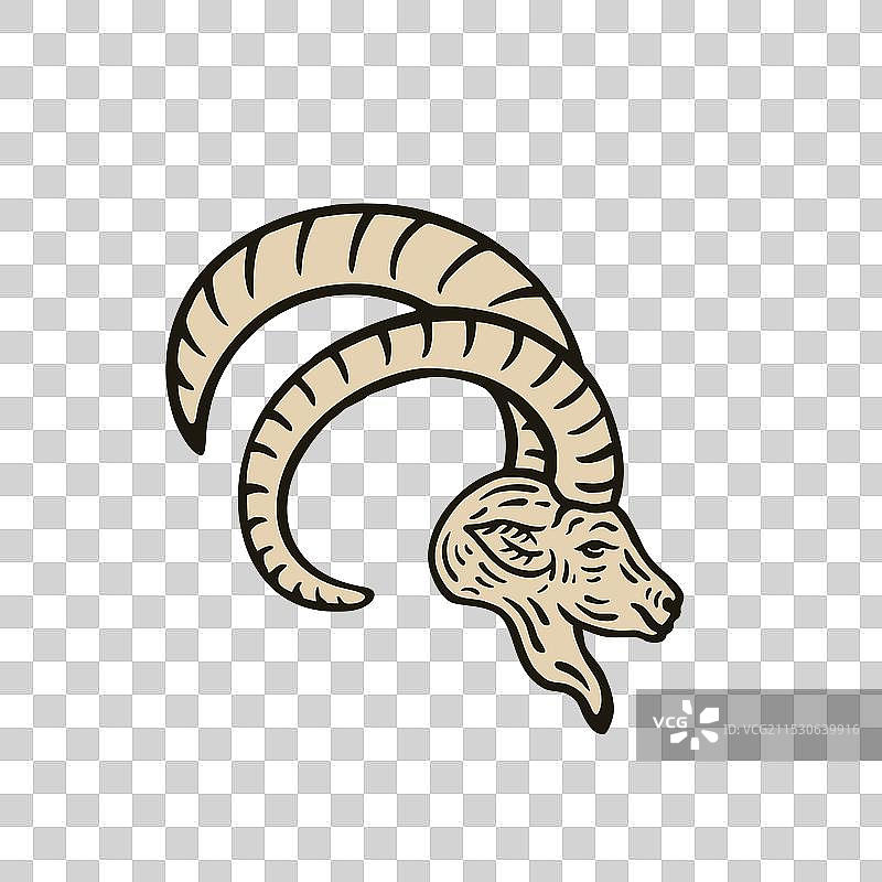 复古山羊头标志设计图片素材