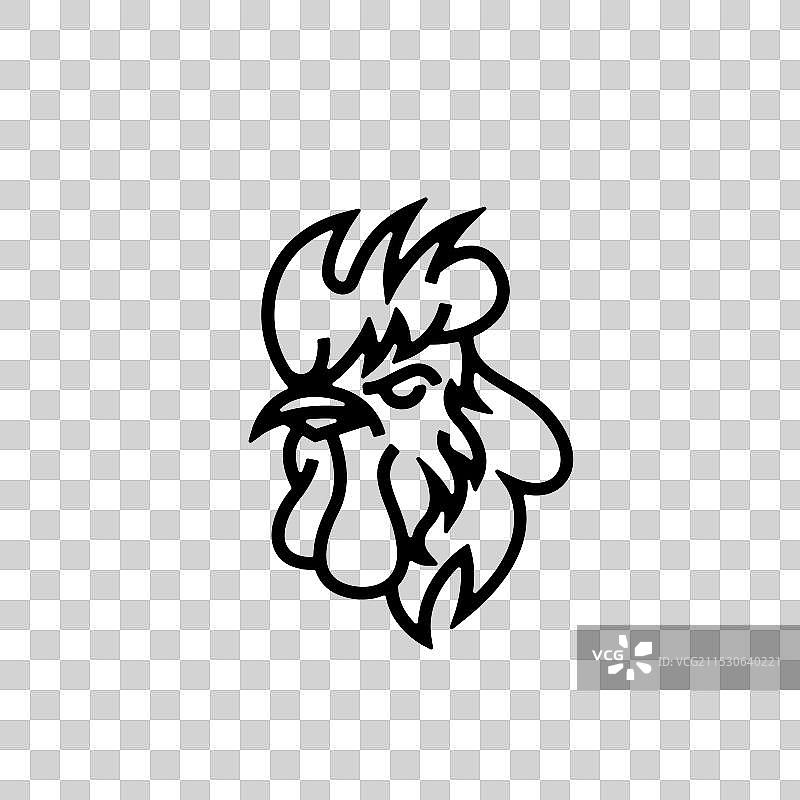 线条艺术公鸡头标志设计图标图片素材