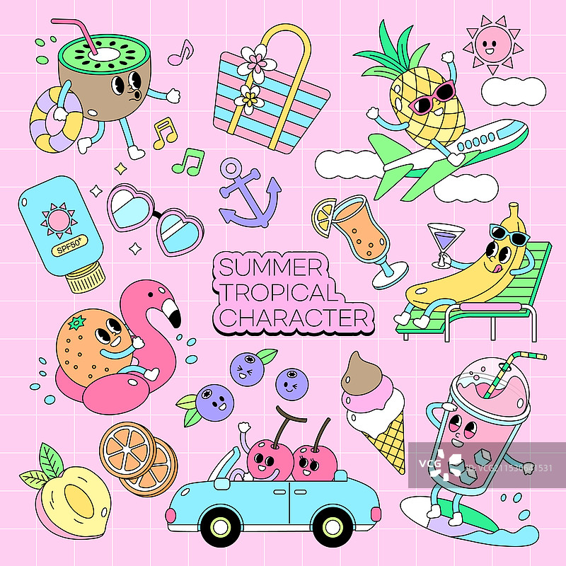 插图，矢量，角色，热带饮料，旅行图片素材
