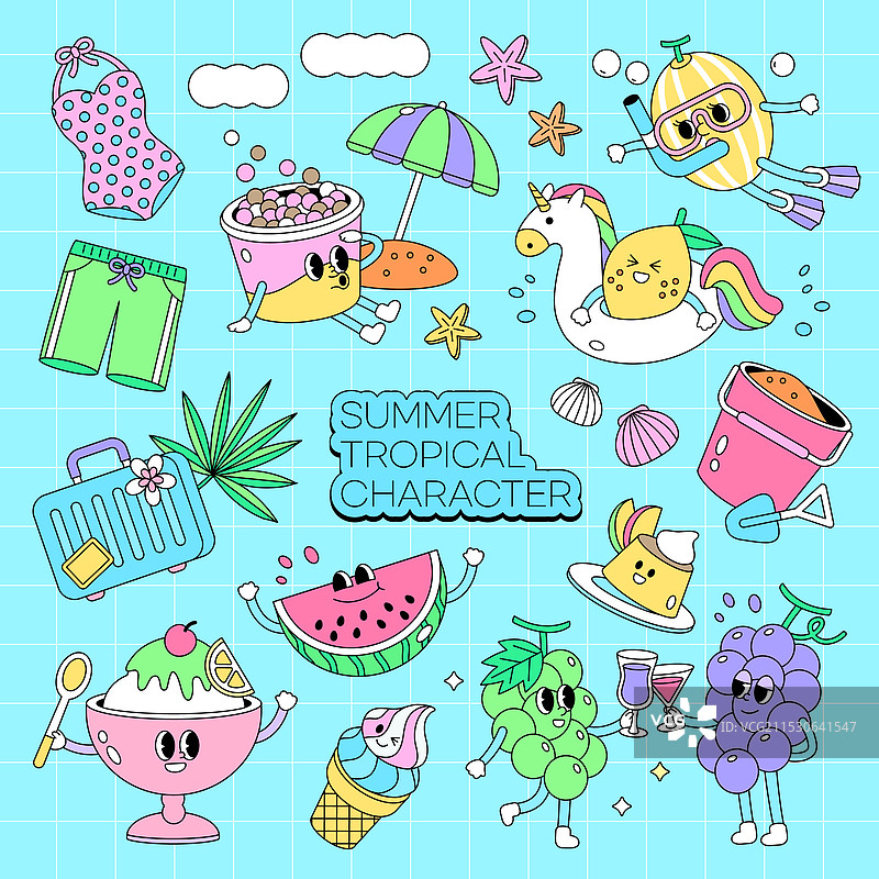 插图，矢量，角色，热带饮料，旅行图片素材