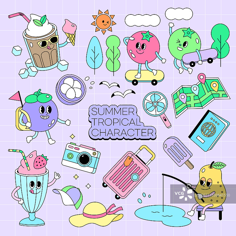 插图，矢量，角色，热带饮料，旅行图片素材
