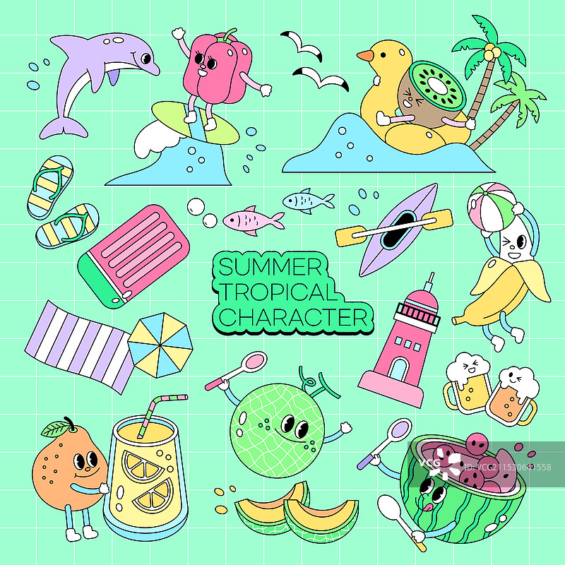 插图，矢量，角色，热带饮料，旅行图片素材
