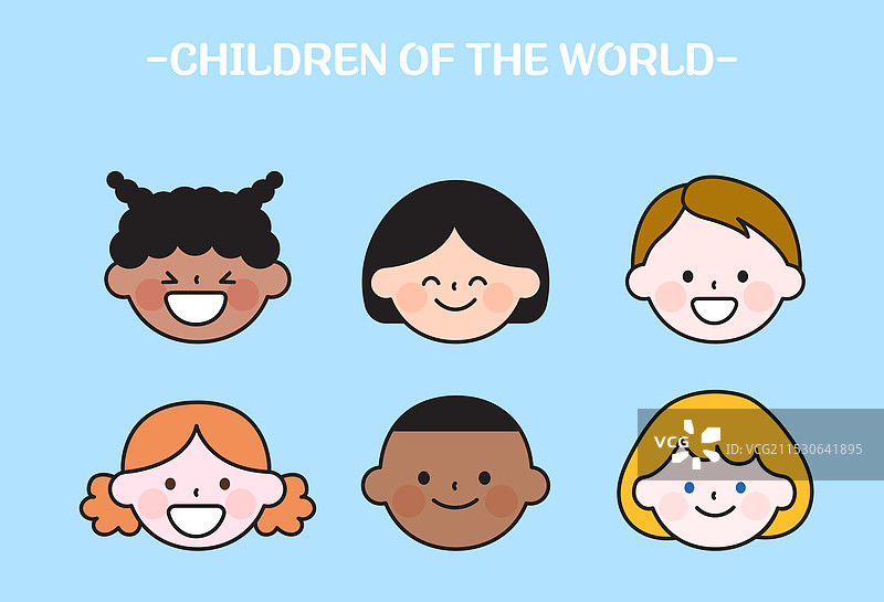 面孔，面部表情，多民族群体，儿童图片素材