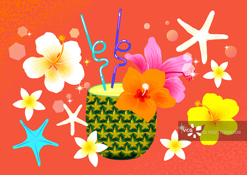 夏天，水果，缅栀，菠萝图片素材