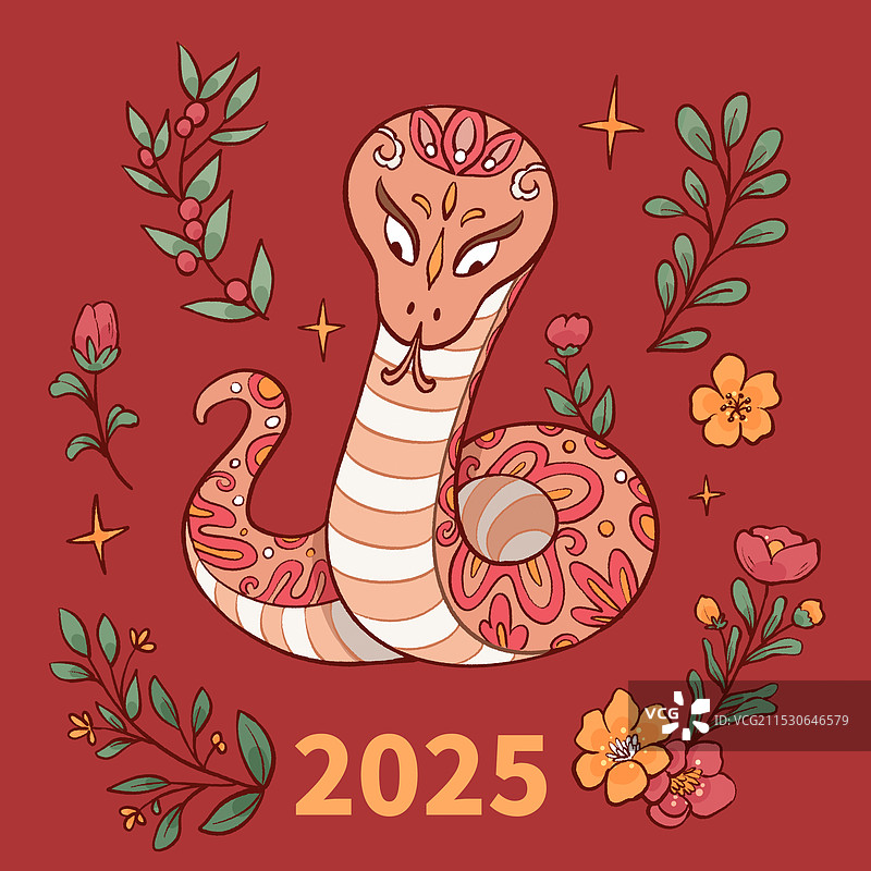 蛇年新年插画图片素材