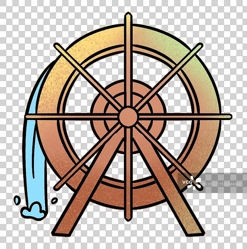 农业水车插画图片素材