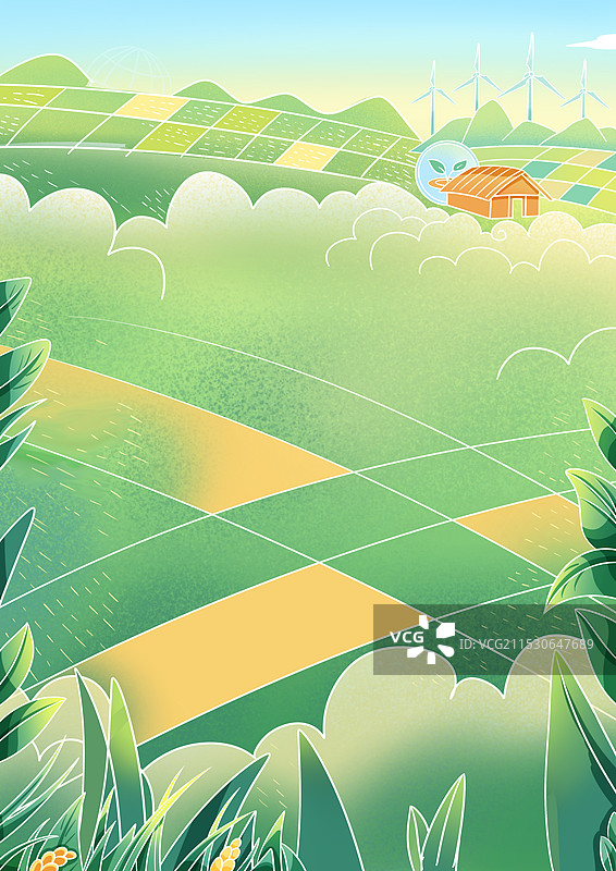 农田农业绿色插画图片素材