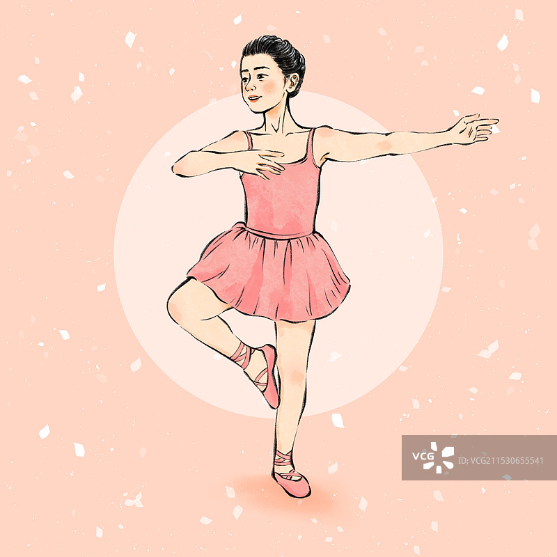 手绘水彩风格儿童少儿芭蕾舞蹈插画素材图片素材