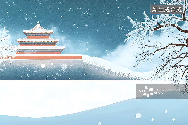 【AI数字艺术】古代皇宫雪景图片素材
