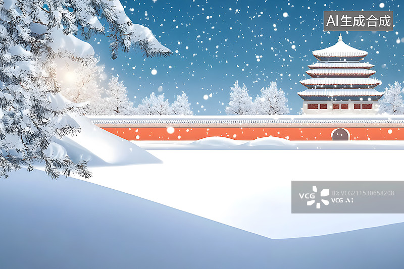 【AI数字艺术】古代皇宫雪景图片素材