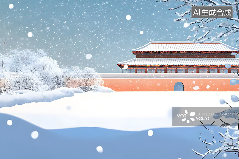 【AI数字艺术】古代皇宫雪景图片素材