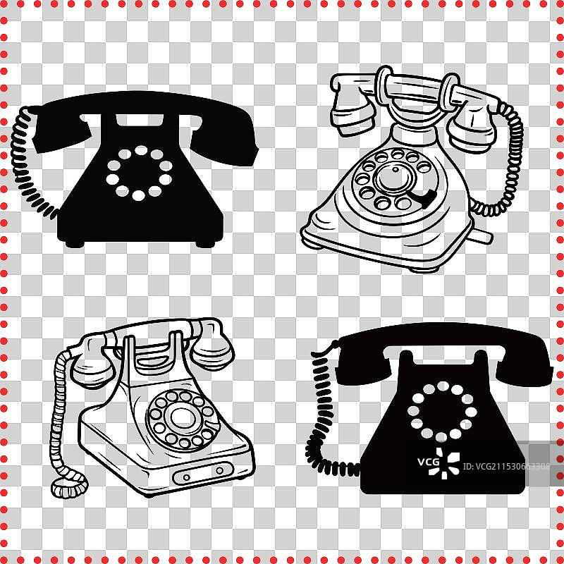 复古黑白电话剪影图片素材