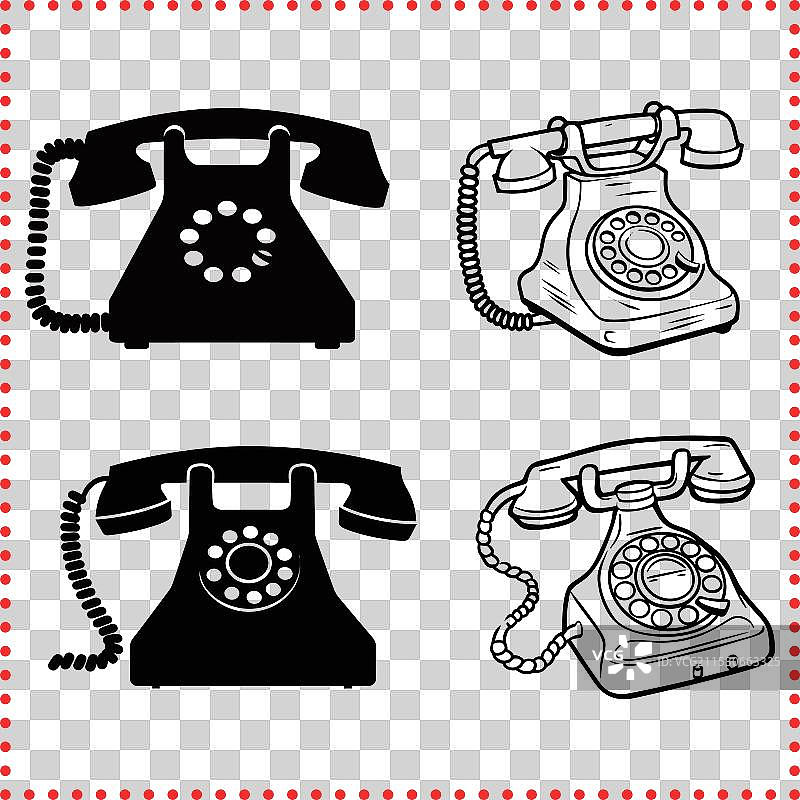 复古的详细老式电话剪影图片素材