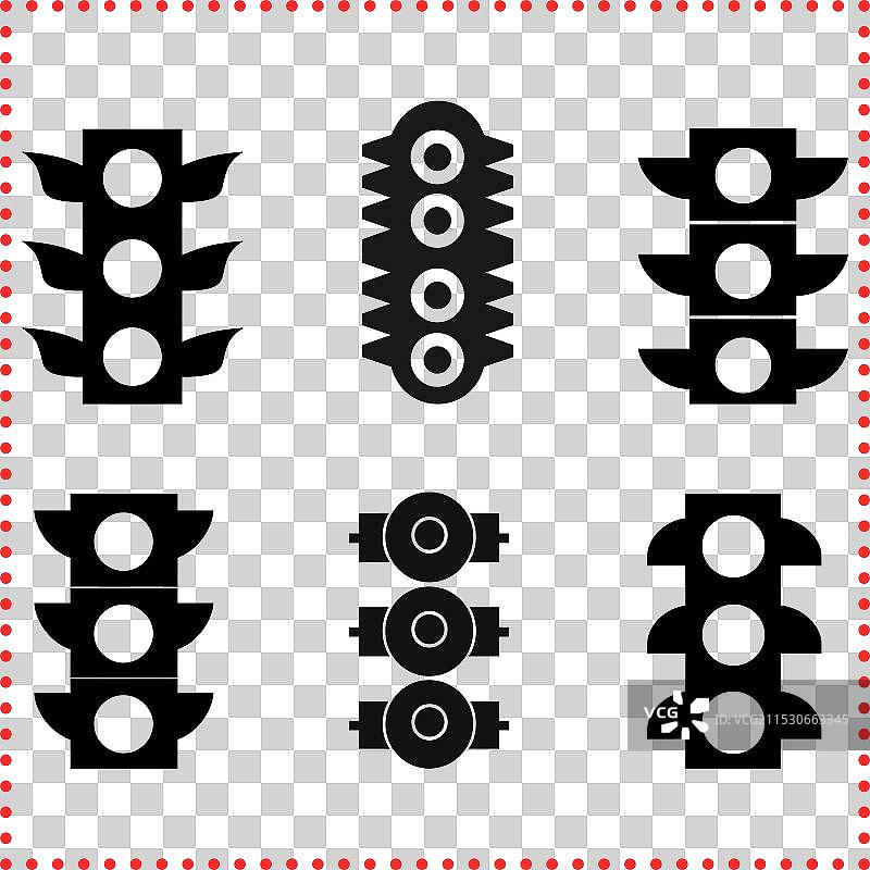 红黄信号灯剪影套装图片素材