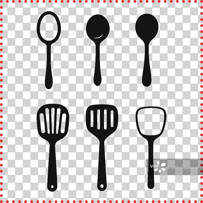 一组简约的勺子轮廓图片素材