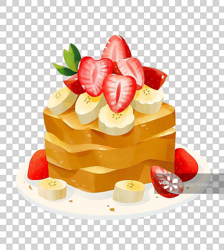 甜品免抠肌理元素_吐司草莓香蕉图片素材