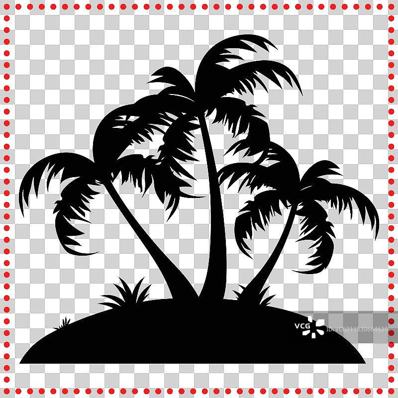 宁静的热带风景与复杂的黑色元素图片素材