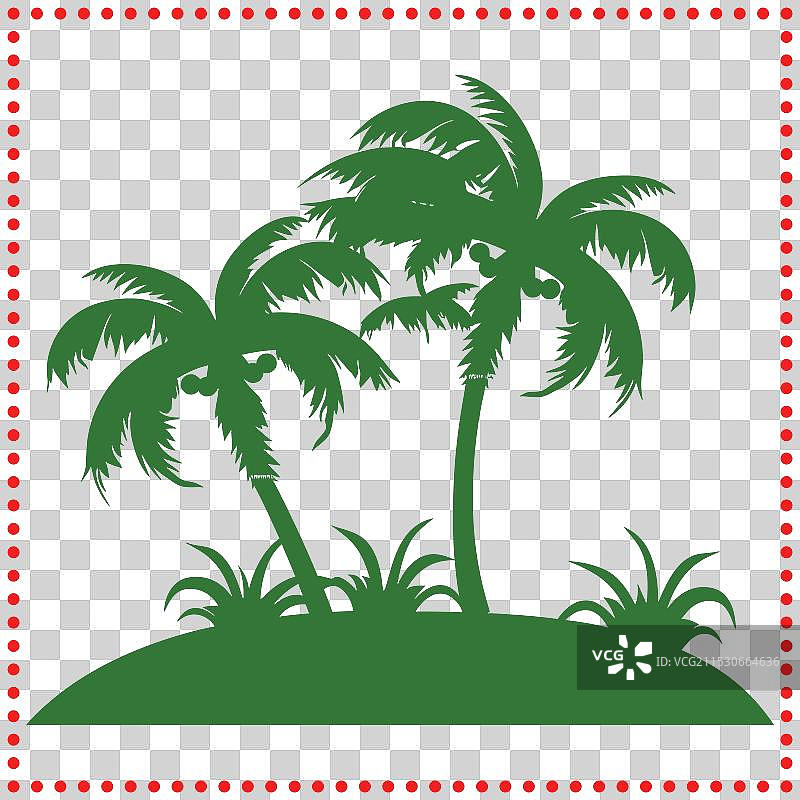 优雅的棕榈树剪影，细致的黑色设计图片素材